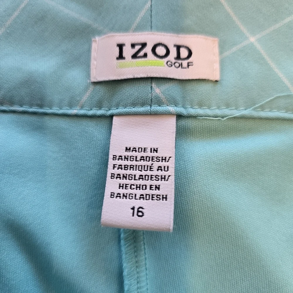 Izod Golf Light Blue Windowpane Skirt Shorts 16